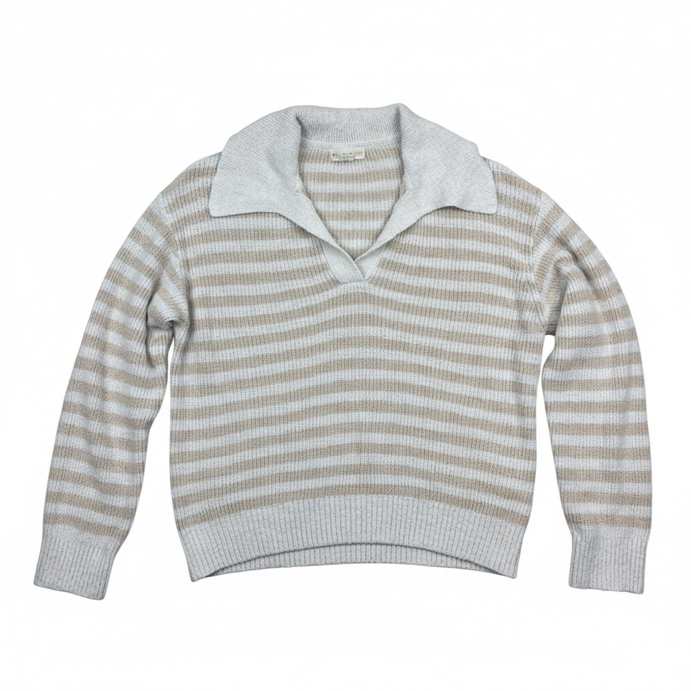 Roller Rabbit Collared Striped Sweater Beige Cream Size XS